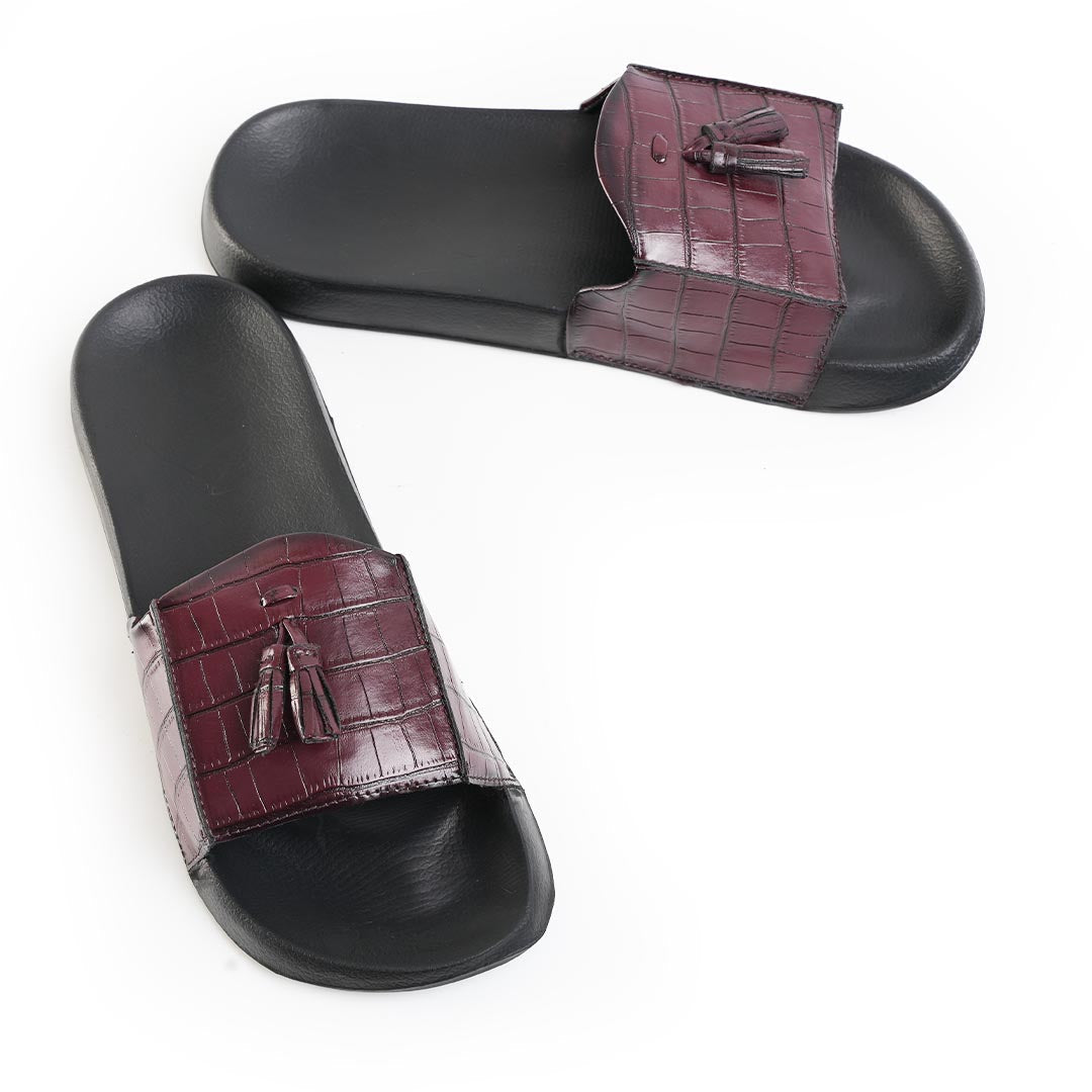 Monkstory Old Money Tassel Sliders - Burgundy