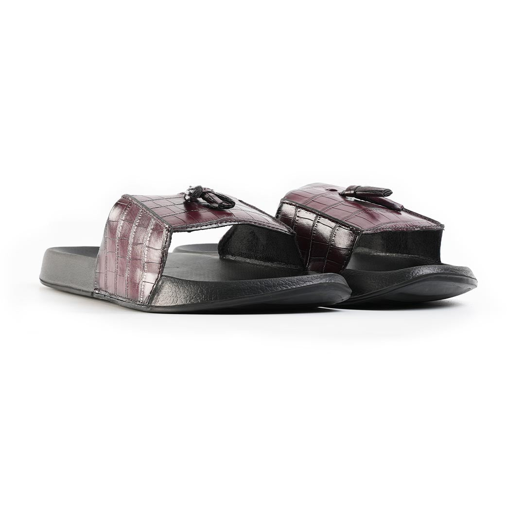 Monkstory Old Money Tassel Sliders - Burgundy