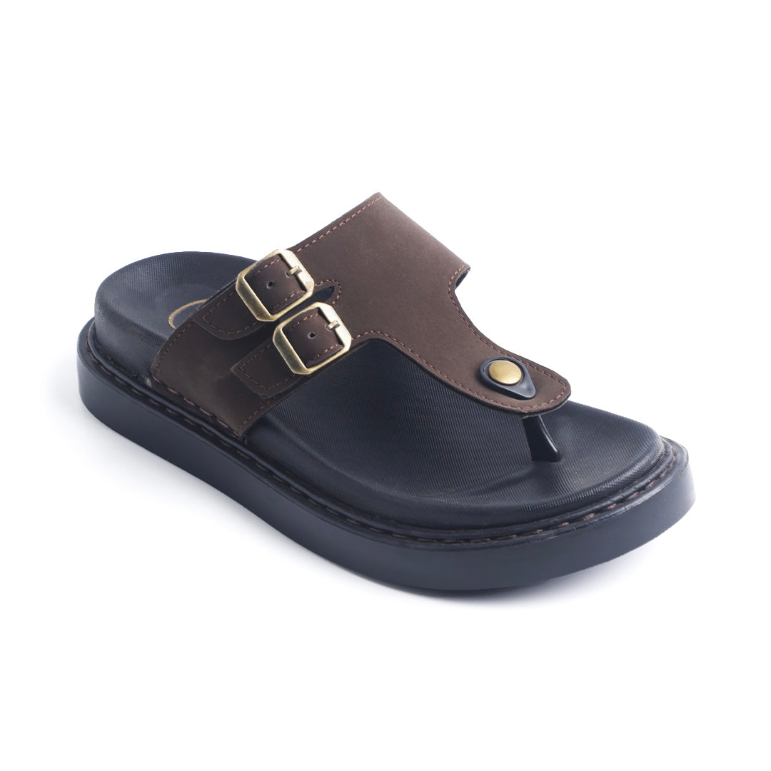 Monkstory Cosmopolitan Twin Buckle Thong Chunky Sandals – Dark Brown