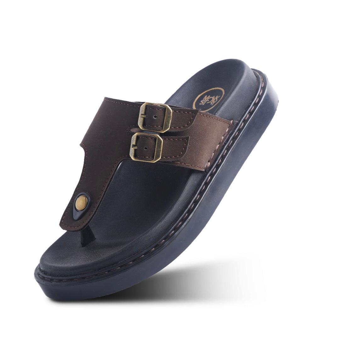 Monkstory Cosmopolitan Twin Buckle Thong Chunky Sandals – Dark Brown