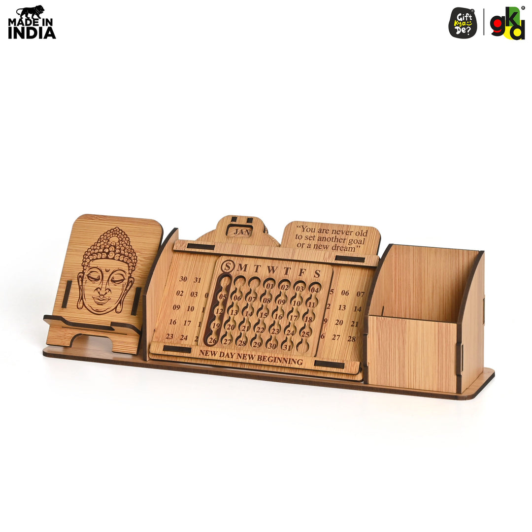 Gift Kya De Lifetime Calendar With Desk Organizer and Mobile Stand | Desk Calendar | Mobile Accessories