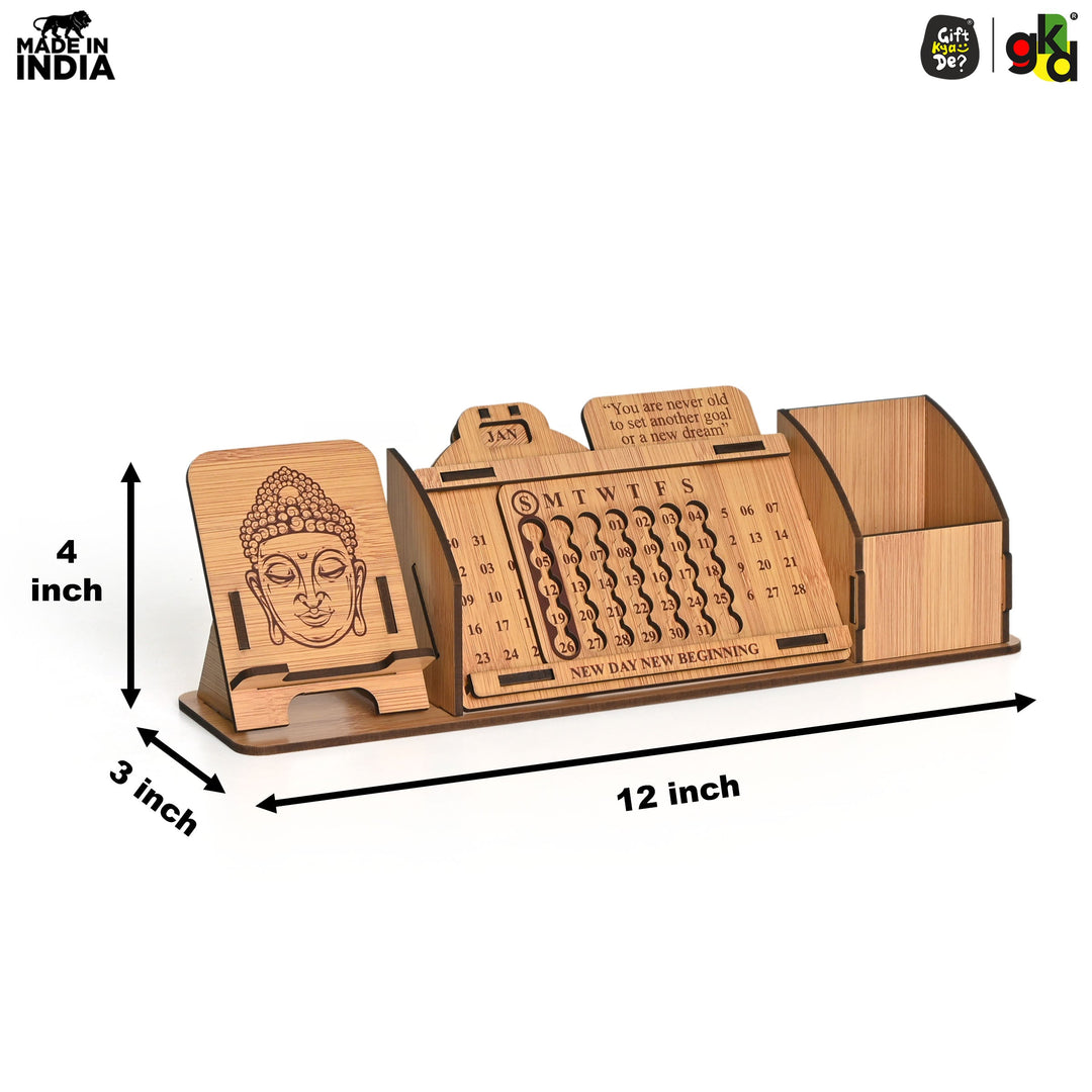 Gift Kya De Lifetime Calendar With Desk Organizer and Mobile Stand | Desk Calendar | Mobile Accessories