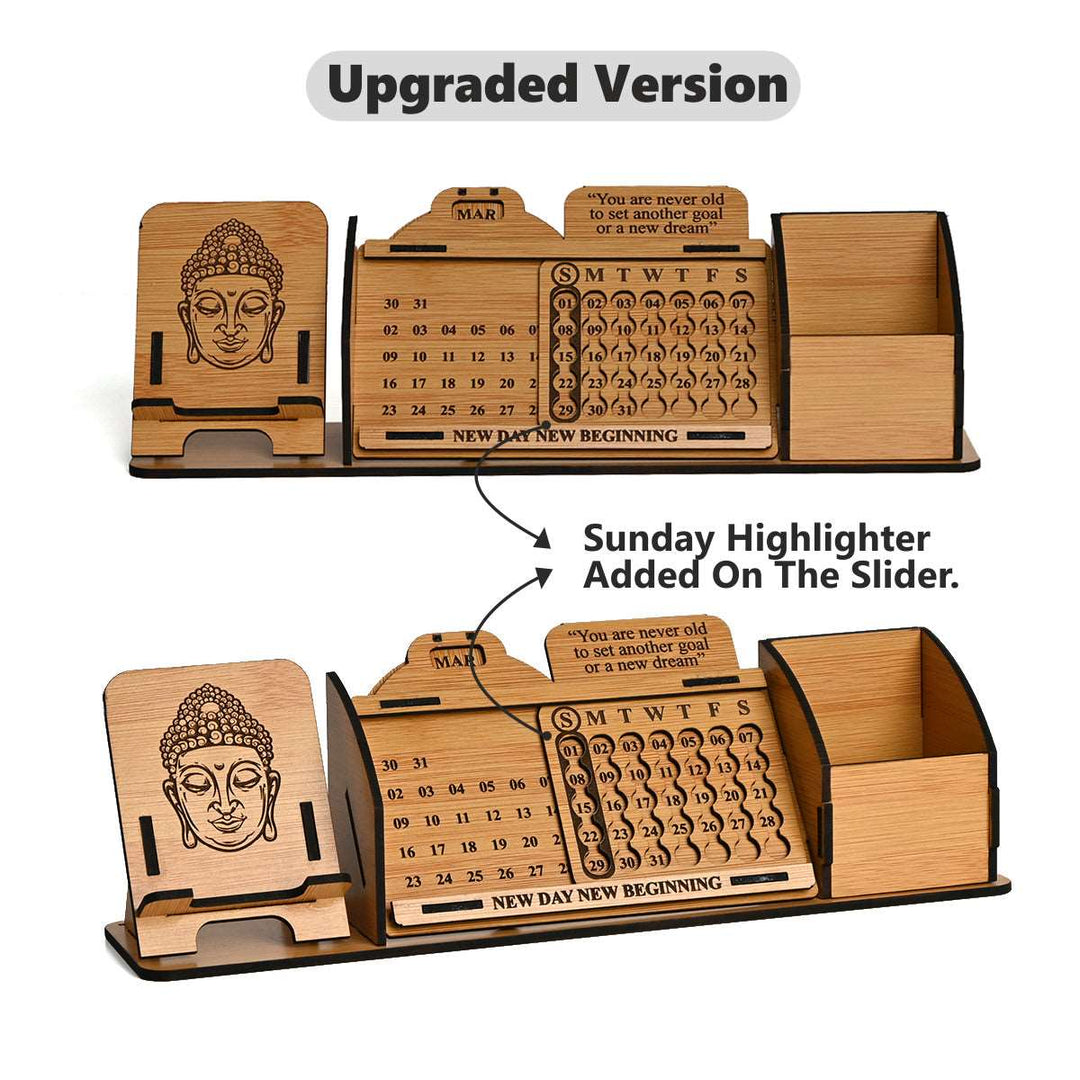 Gift Kya De Lifetime Calendar With Desk Organizer and Mobile Stand | Desk Calendar | Mobile Accessories