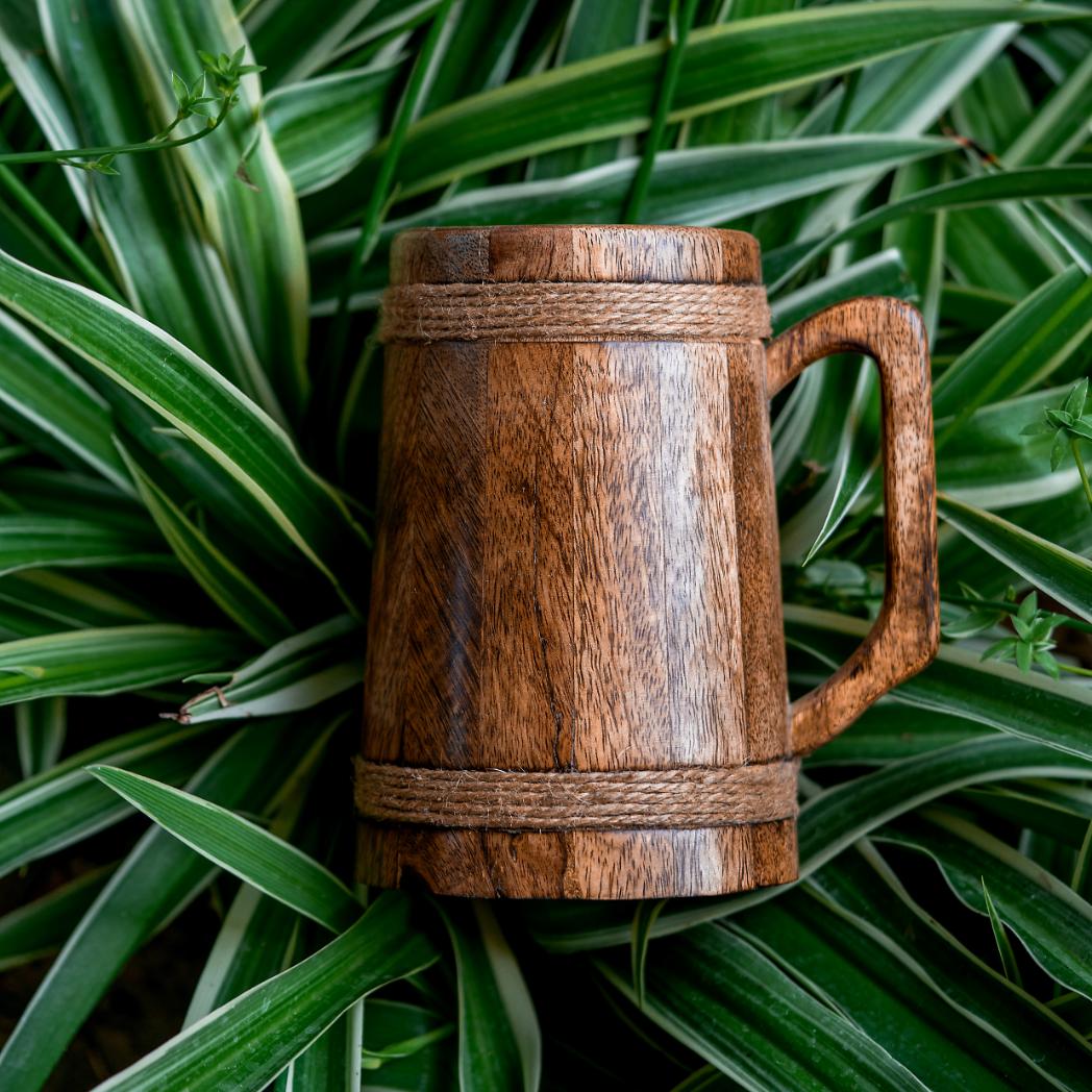 Araana Home Bulbul Wooden Beer Mug with Rope Detailing