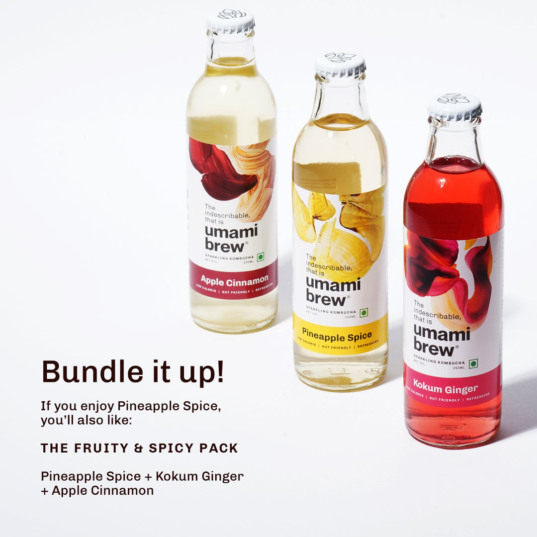 Umami Brew Pineapple Spice Sparkling Kombucha (Pack of 6)