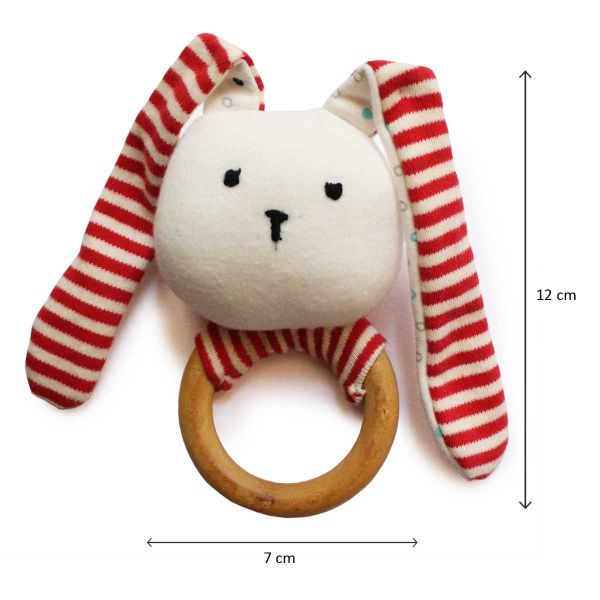 Shumee Striped Bunny Teether & Rattle Ring