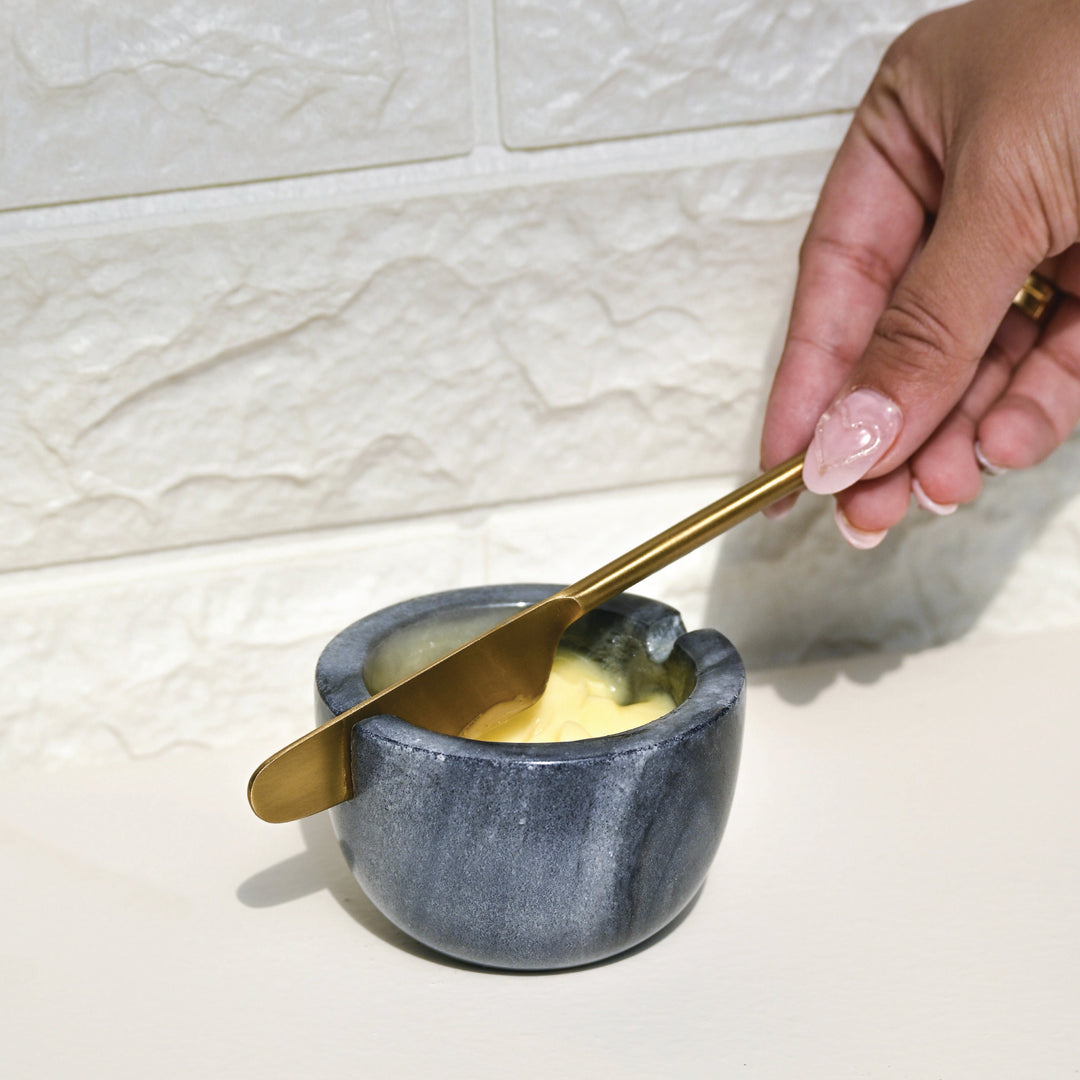 Muun Home Marble Butter Dish with Gold Knife