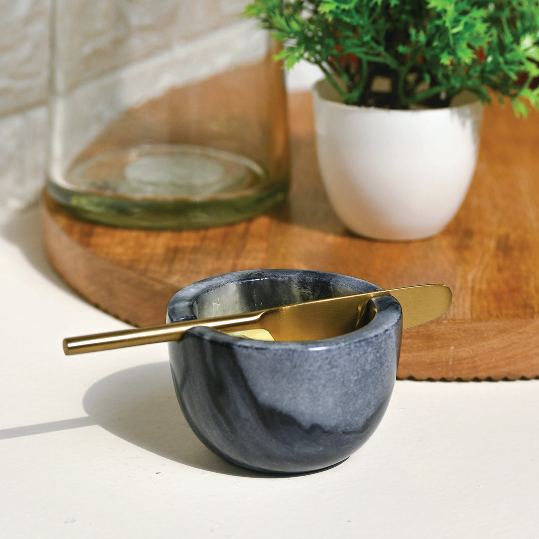 Muun Home Marble Butter Dish with Gold Knife