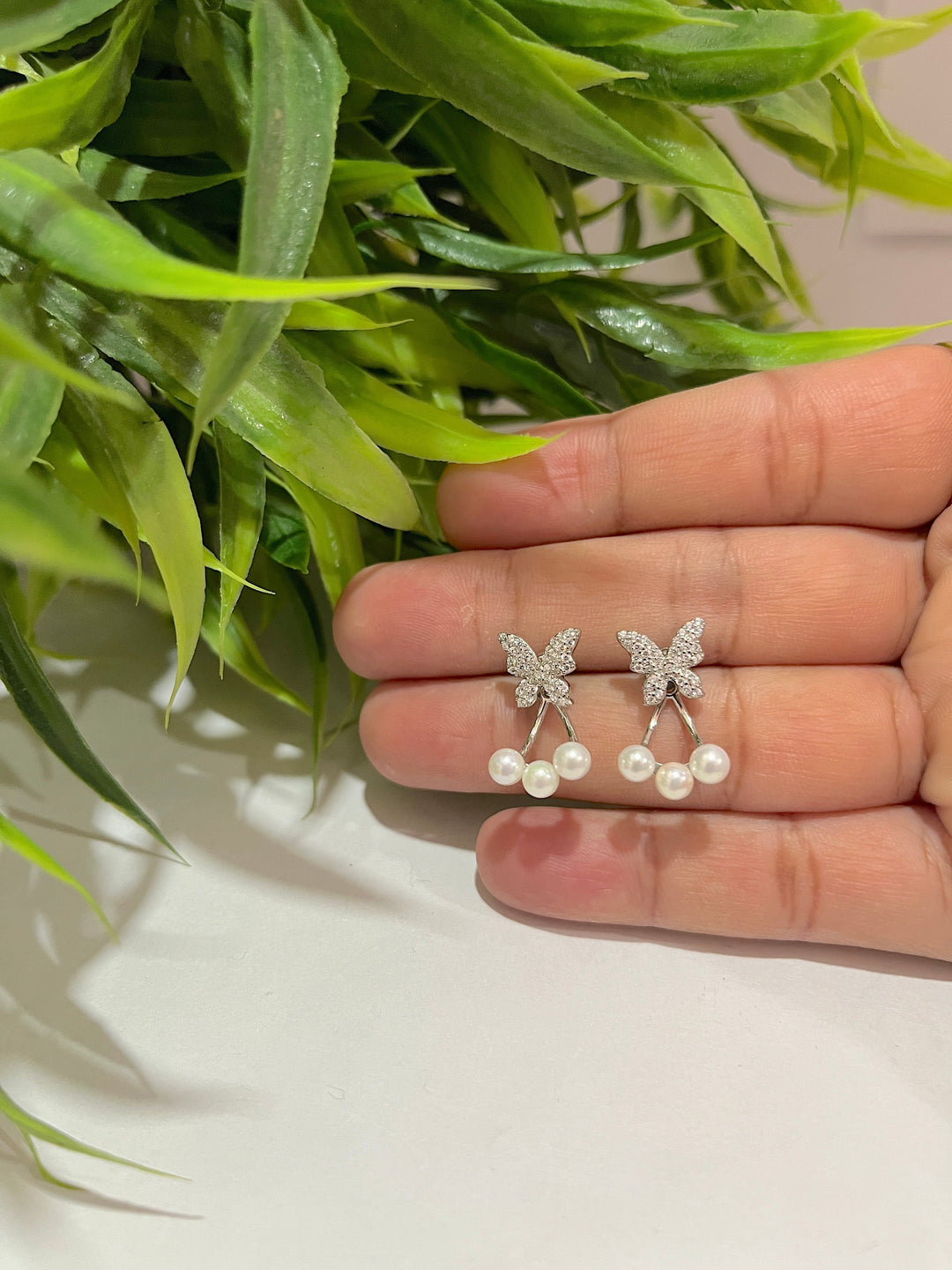 Butterfly Pearl Silver Ear Ring - Suspire