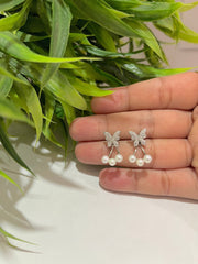 Butterfly Pearl Silver Ear Ring