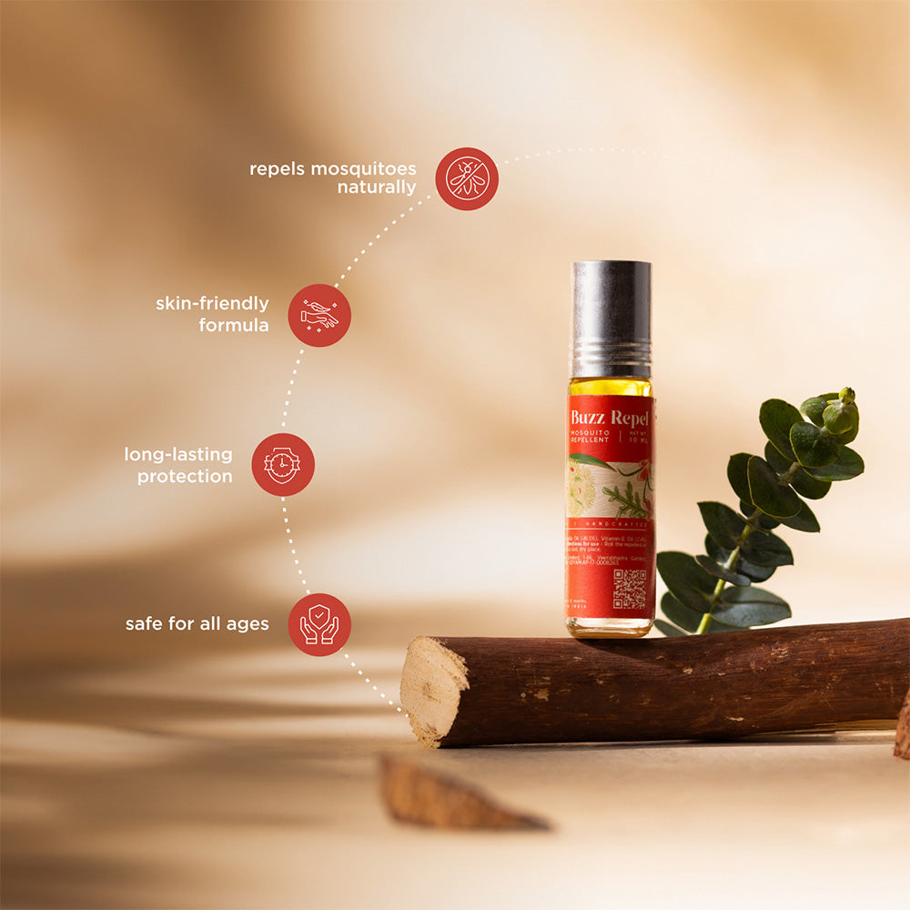 Saka Organics - Buzz Repel | Handmade Mosquito Repellent | Natural Protection for All Skin Types (Pack of 2 - 10ml each)