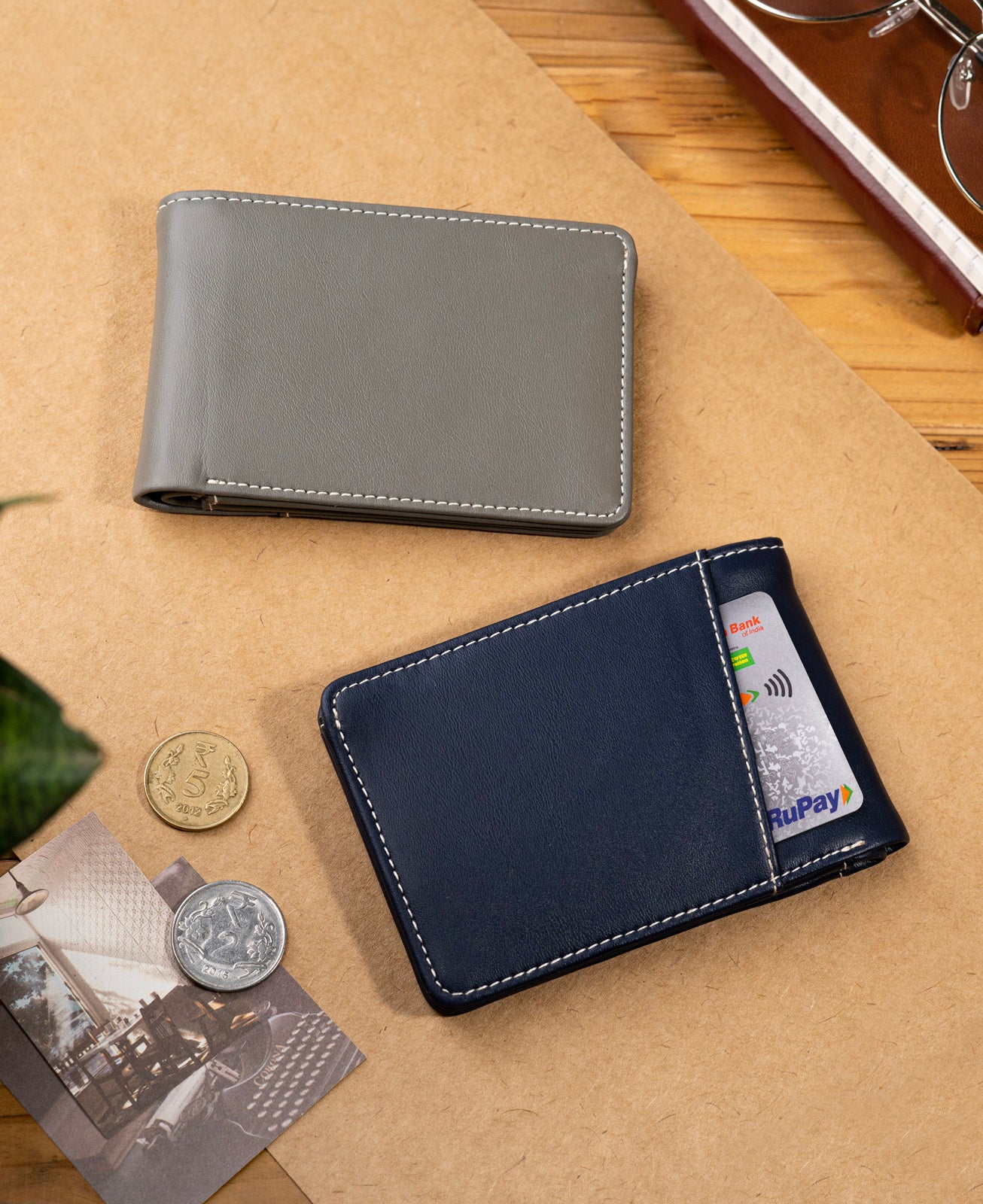 White Fire Bifold Wallet - Steel Grey