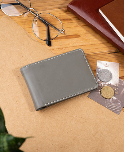 White Fire Bifold Wallet - Steel Grey