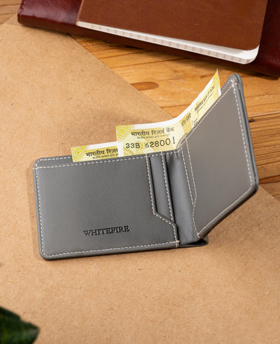 White Fire Bifold Wallet - Steel Grey