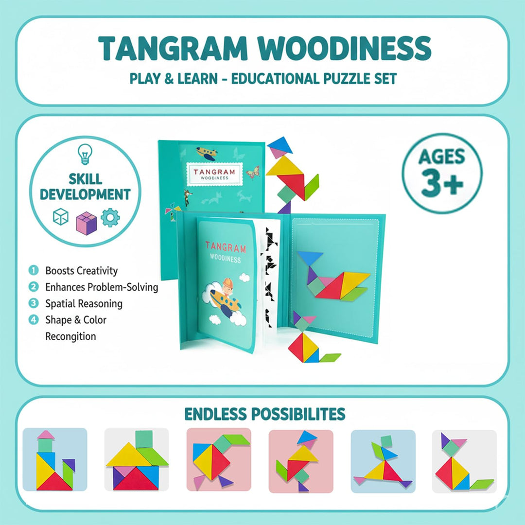 Wudly Wooden Magnetic Tangram Puzzle