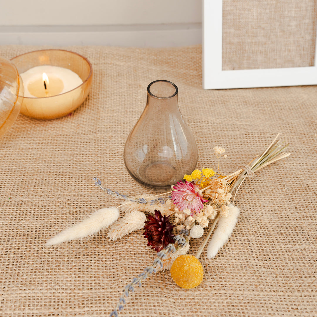 Midnight Bloom Black Glass Vase with Dried Flowers | Decorative Floral Vase for Modern Home Décor