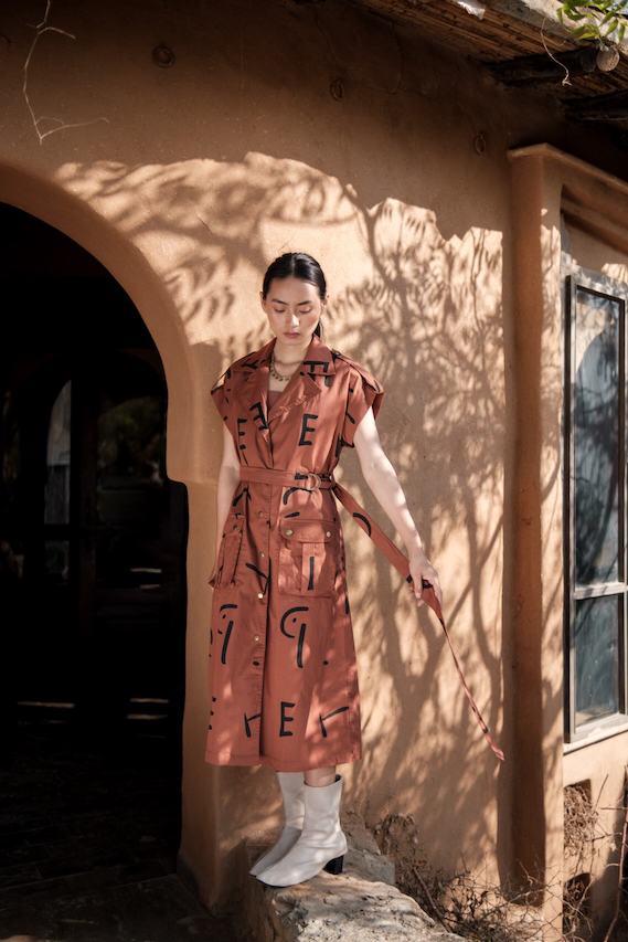 The Terra Tribe Copper Line Printed Harajuku Trench