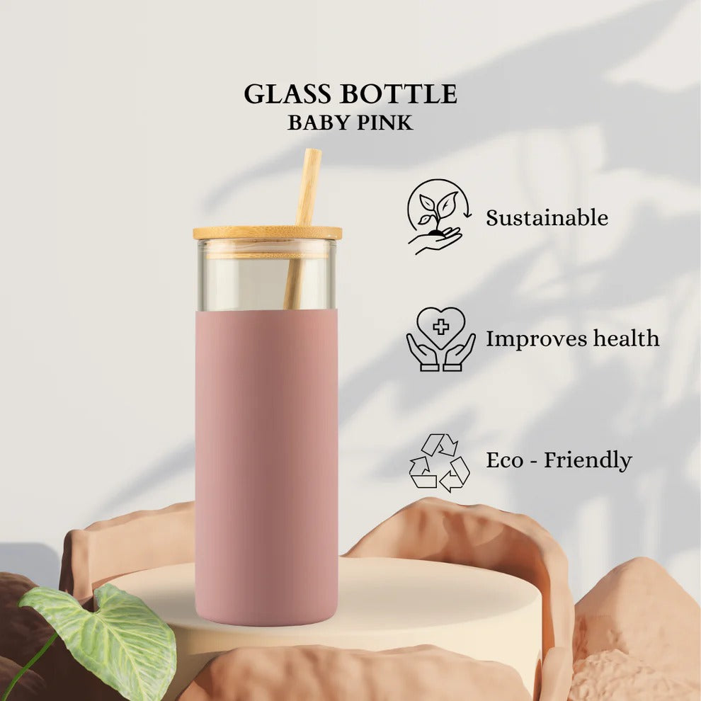 Valentine Hydration Gift Set – Bamboo Bottle & Glass Tumbler Trio