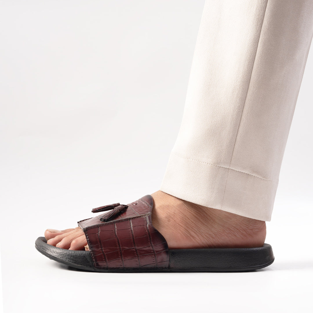 Monkstory Old Money Tassel Sliders - Burgundy