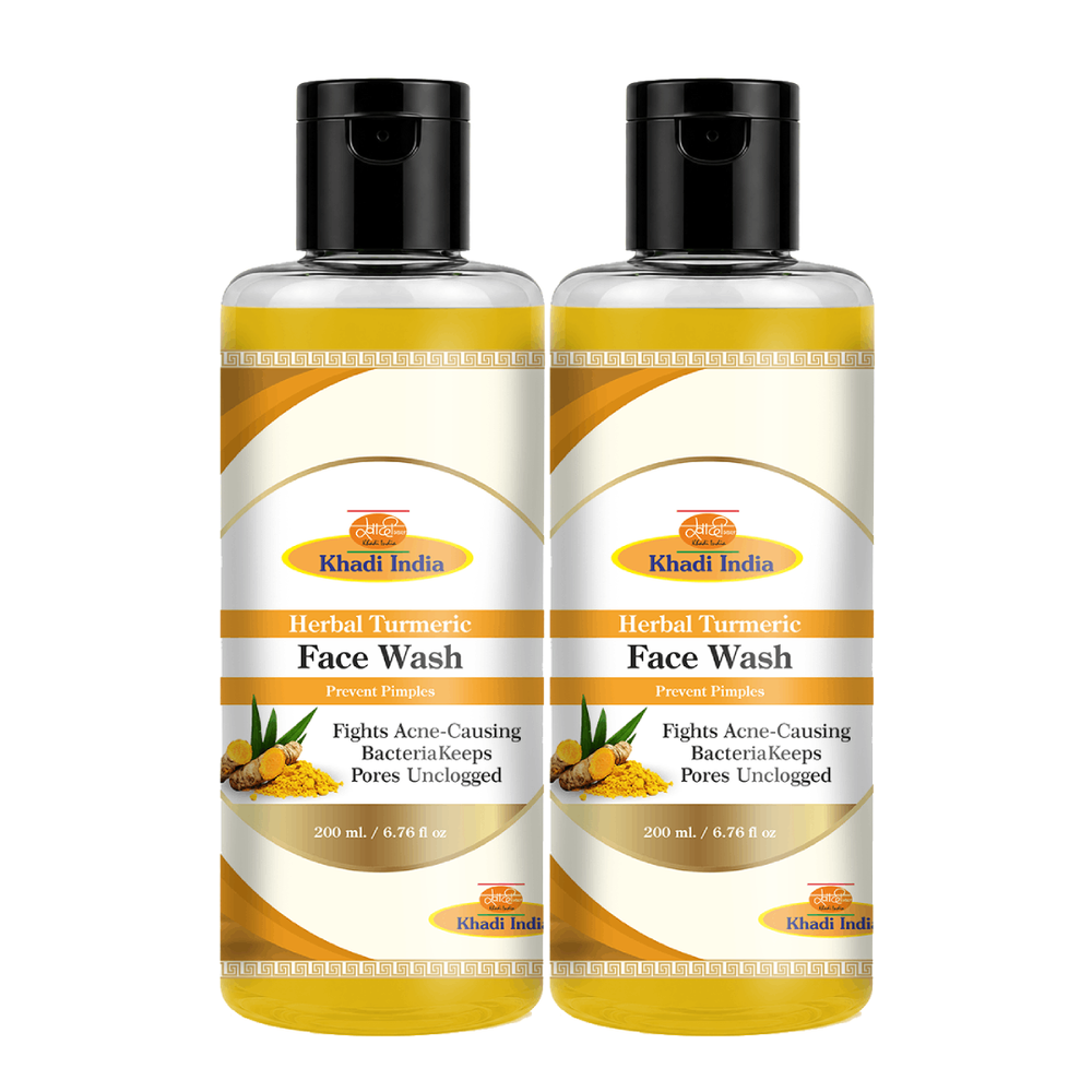 khadi care Herbal Turmeric Face Wash  -Pack of 2 - Each 210 ml