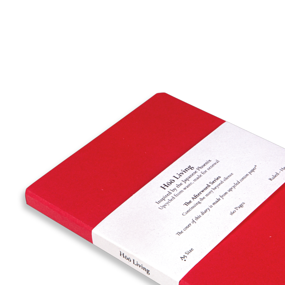 Hōō Living A5 Notebook 160 Pages made from Upcycled Used Sanitary Napkins - Paperboard/Upcycled Red Cotton Paper Cover