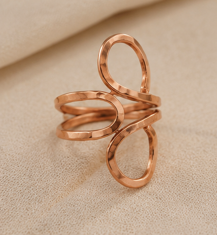 Bamboology Trends Handmade Adjustable Pure Copper Abstract Loop Ring for Women | Artisan Wellness Jewellery