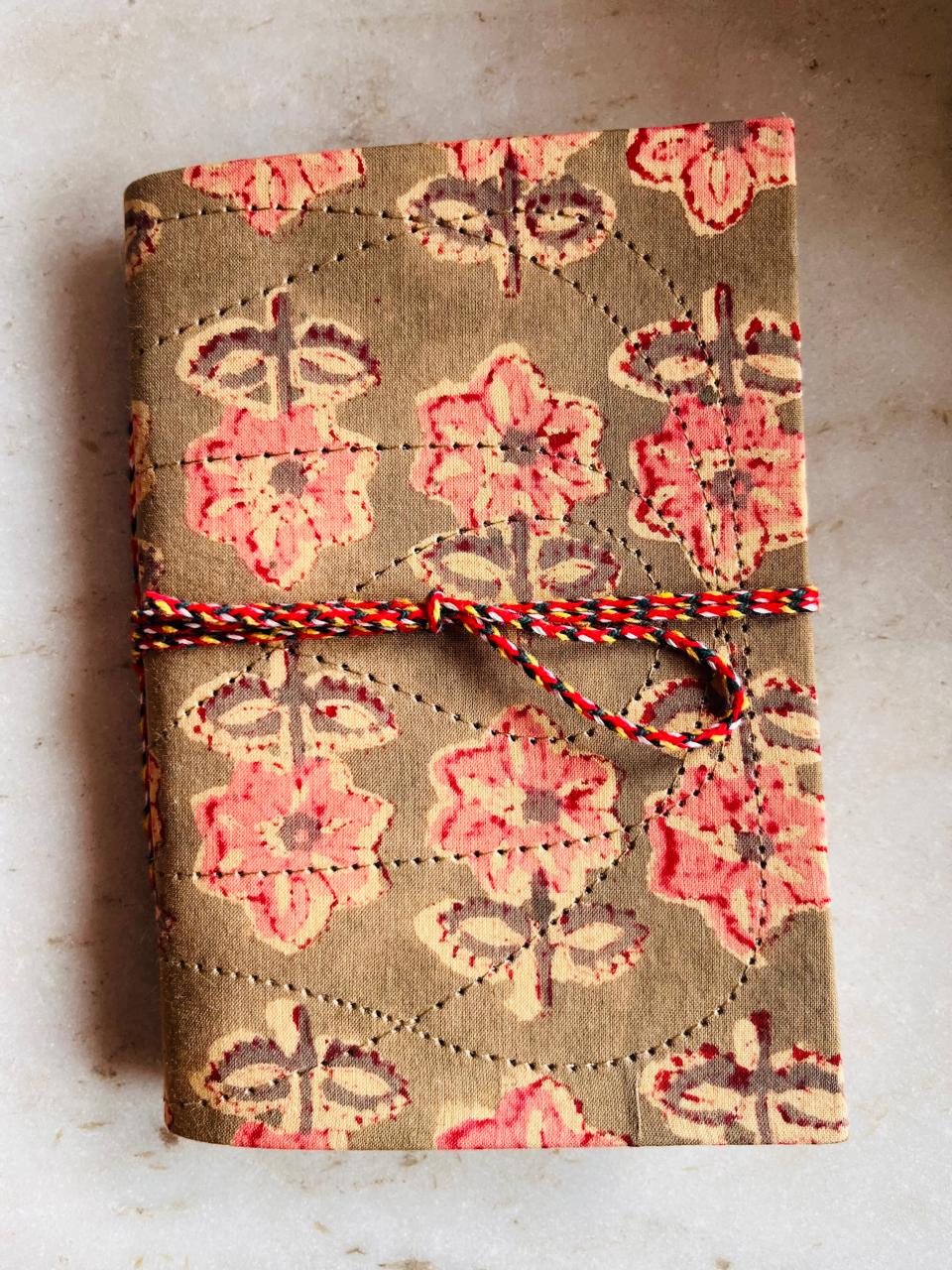 Set of 2 Handcrafted Fabric Diary | 15 × 10 cm | Peekaboo | Softbound with Strings