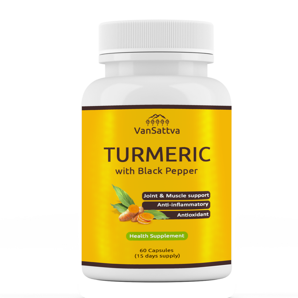 Vansattva Turmeric Capsules – Natural Immunity Booster & Anti-Inflammatory Support | 100% Pure Ayurvedic Supplement | Curcumin Rich | 60 Capsules