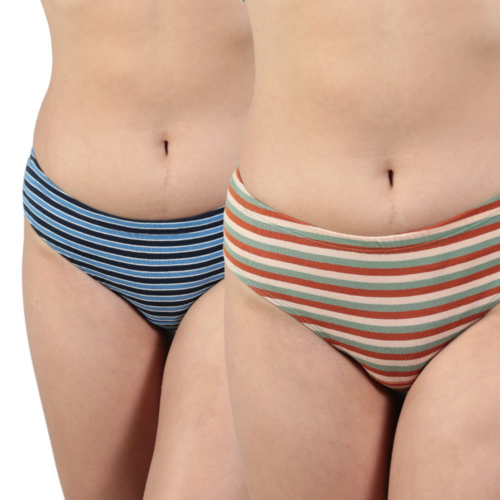Jungle Stripes & Ocean Blues Organic Cotton Tanga Pack of 2