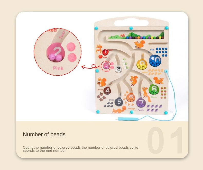 Wudly Wooden Magnetic Colour & Number Sorting Maze Board