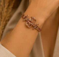Designer Copper Kada for Women – Beautifully Carved Ayurvedic Copper Bracelet