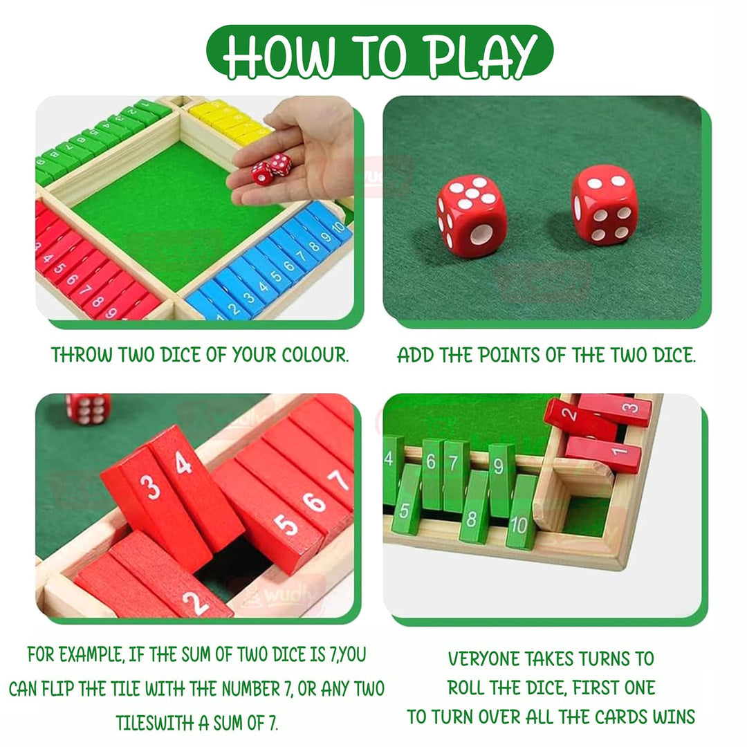 Wudly Wooden Colour Shut the Box Dice Game