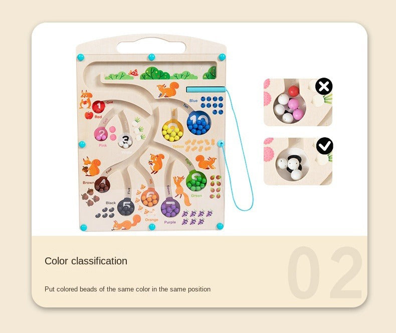 Wudly Wooden Magnetic Colour & Number Sorting Maze Board