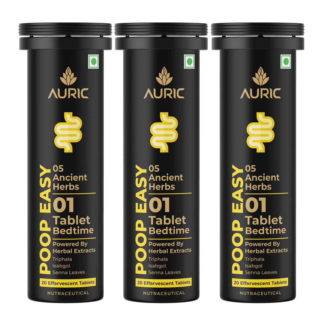 Auric Poop Easy Effervescent Tablet | 20 Tablets Promoted Healthy Gut, Relieve Constipation, Cleanses Colon | An Ayurvedic Pure Natural Laxative | Flush 365