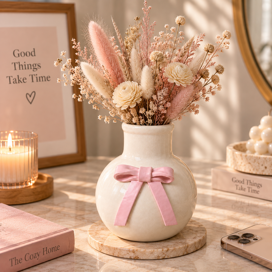 Noeud Rose – 3D Pink Bow Ceramic Vase