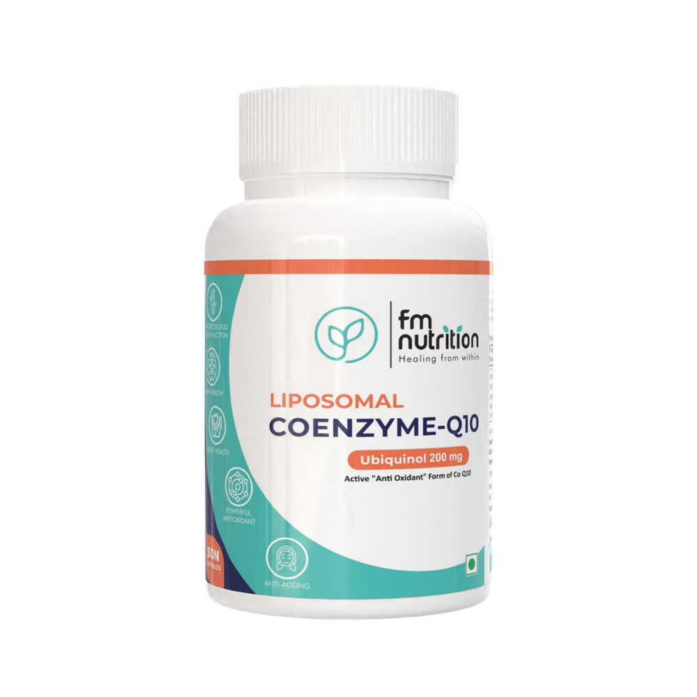 FM Nutrition Liposomal CoQ10 I Ubiquinol 200mg I Active form of CoQ10 I Antioxidant I Mitochondrial Support I Heart Health I Enhance Cognition I Anti-aging I 30 Soft gel Capsules