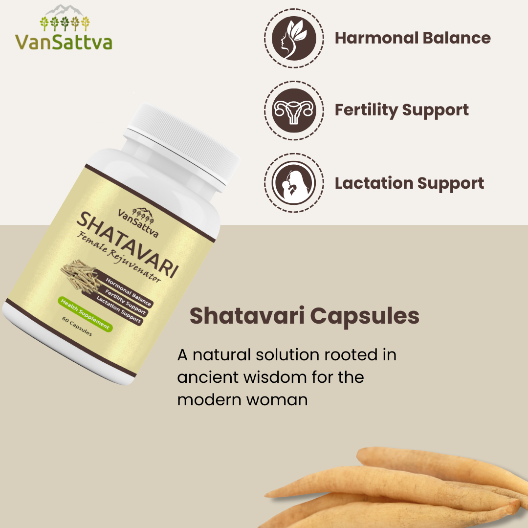 Vansattva Shatavari Capsules 600mg – Women Health & Hormonal Balance Support – Ayurvedic Energy, Immunity & Digestive Support – Veg Capsules – 60 Count – Made in India