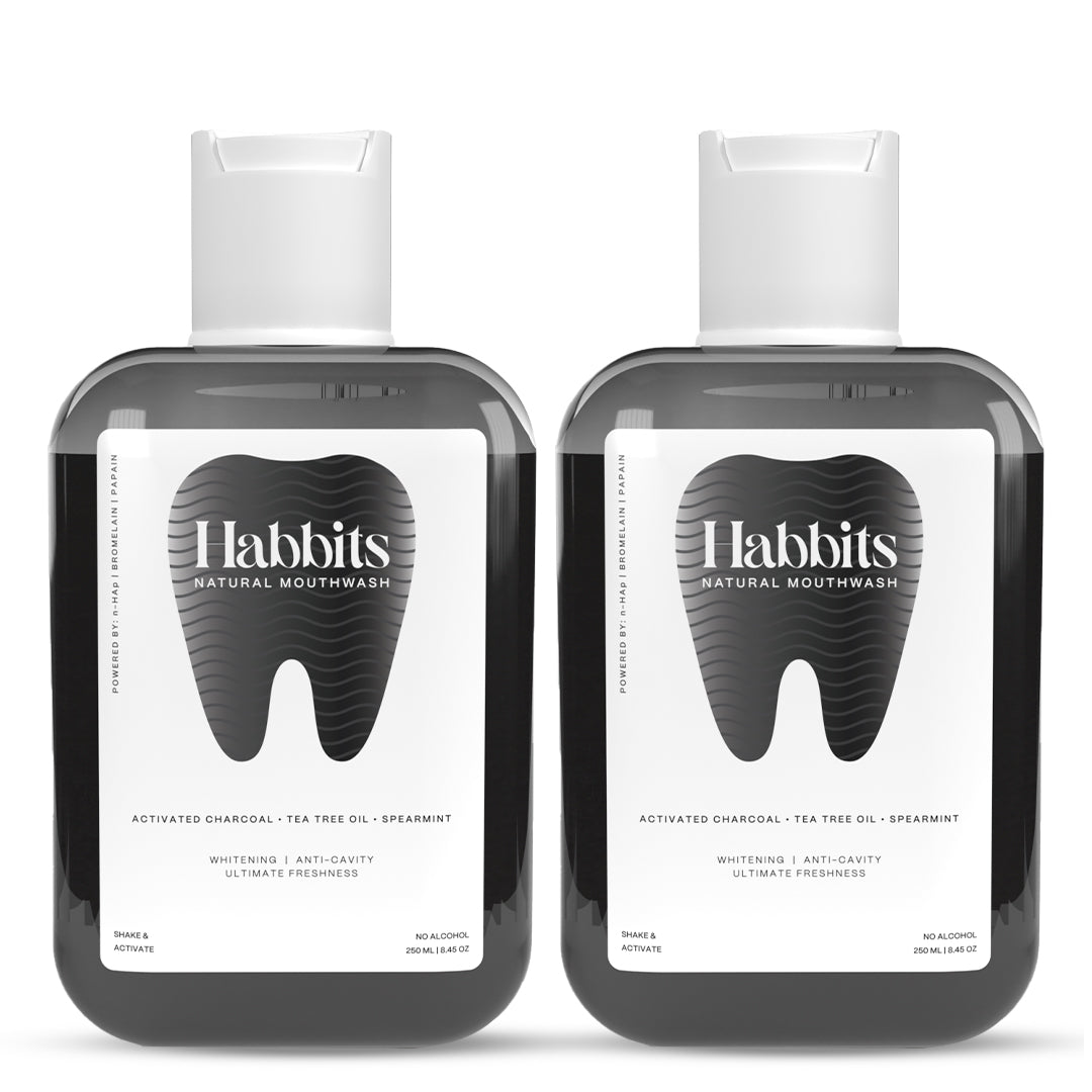 Habbits Teeth-Whitening Charcoal & Spearmint Natural Mouthwash (Pack of 2)
