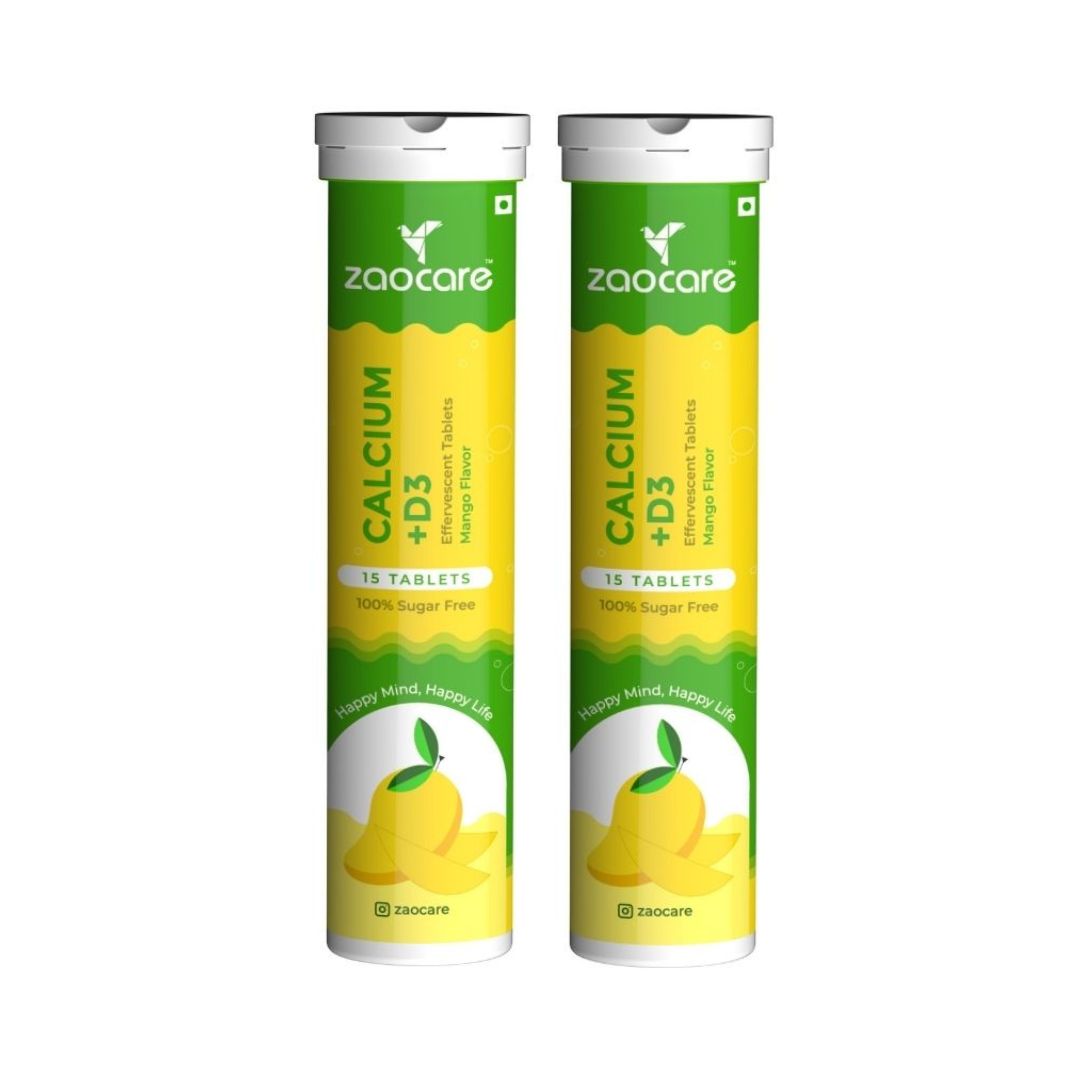 Zaocare Calcium & vitamin D3 effervescent tablets | for bone, teeth & muscle health | 100% vegan