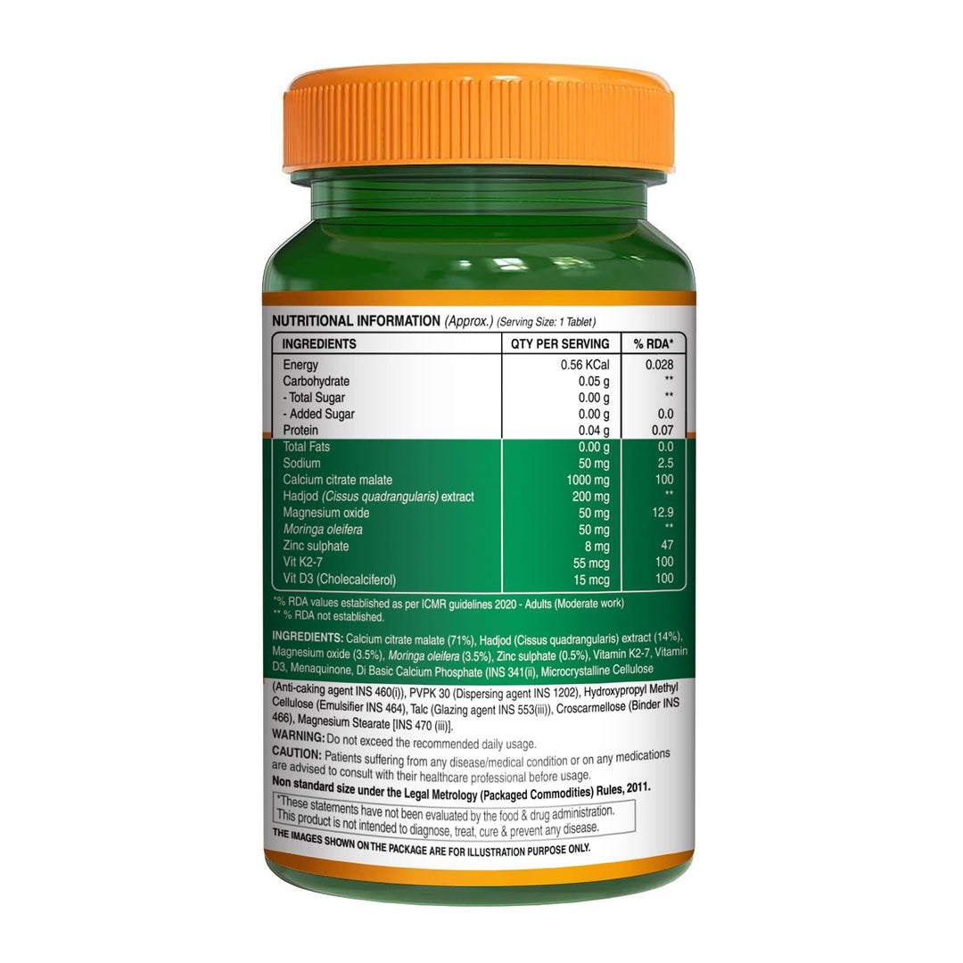 Calcium Magnesium Zinc with Vitamin D3 & K2  Bone & Muscle Support | 60 Tabs | 120 Tabs