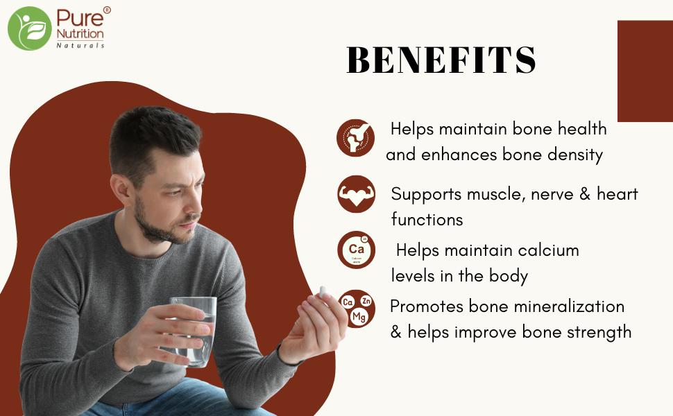 Calcium Magnesium Zinc with Vitamin D3 & K2  Bone & Muscle Support | 60 Tabs | 120 Tabs