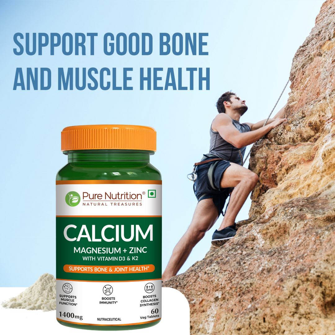 Calcium Magnesium Zinc with Vitamin D3 & K2  Bone & Muscle Support | 60 Tabs | 120 Tabs