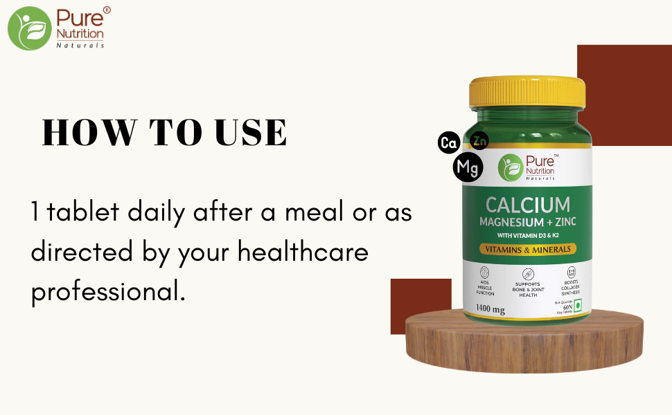 Calcium Magnesium Zinc with Vitamin D3 & K2  Bone & Muscle Support | 60 Tabs | 120 Tabs