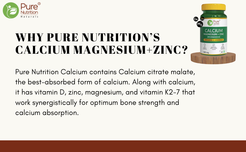 Calcium Magnesium Zinc with Vitamin D3 & K2  Bone & Muscle Support | 60 Tabs | 120 Tabs