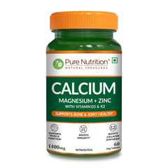 Calcium Magnesium Zinc Vitamin D3 & K2 Tablets for Daily Bone and Muscle Support