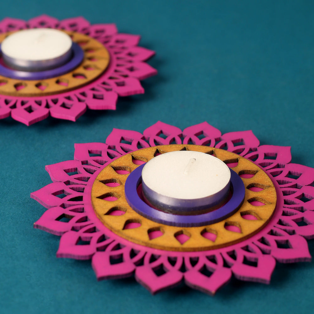 BambaiSe Regular T light Holder - Rani Pink