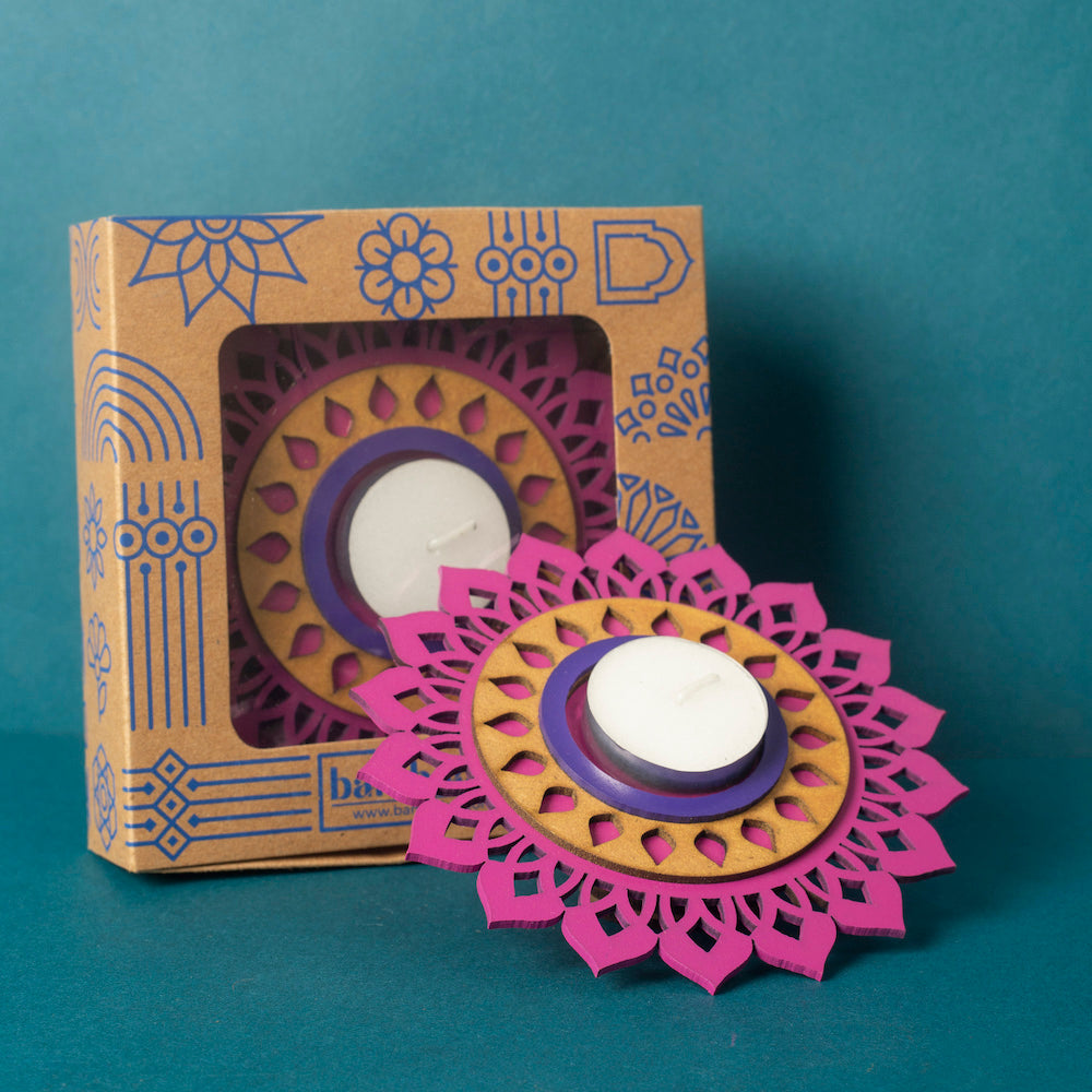 BambaiSe Regular T light Holder - Rani Pink