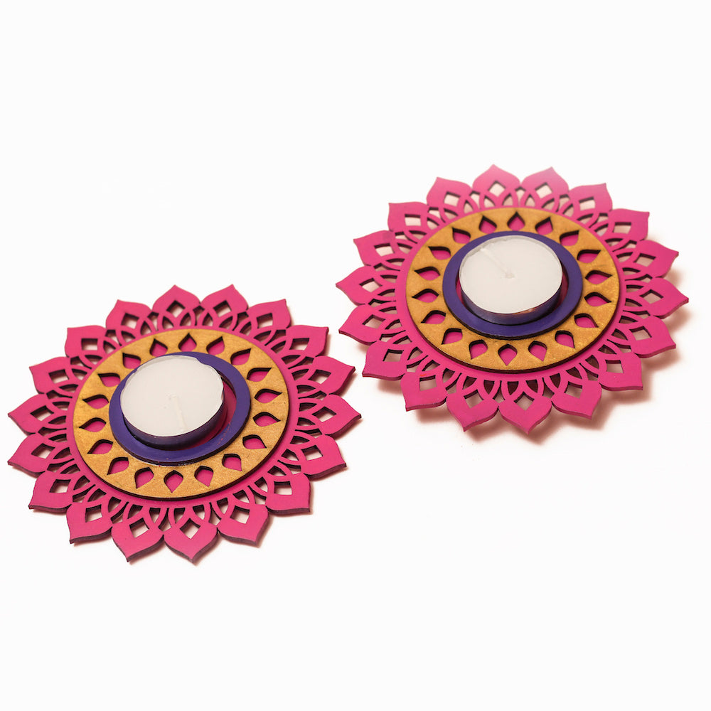 BambaiSe Regular T light Holder - Rani Pink