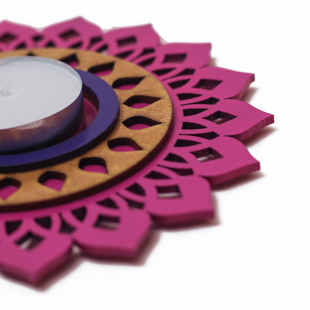 BambaiSe Regular T light Holder - Rani Pink