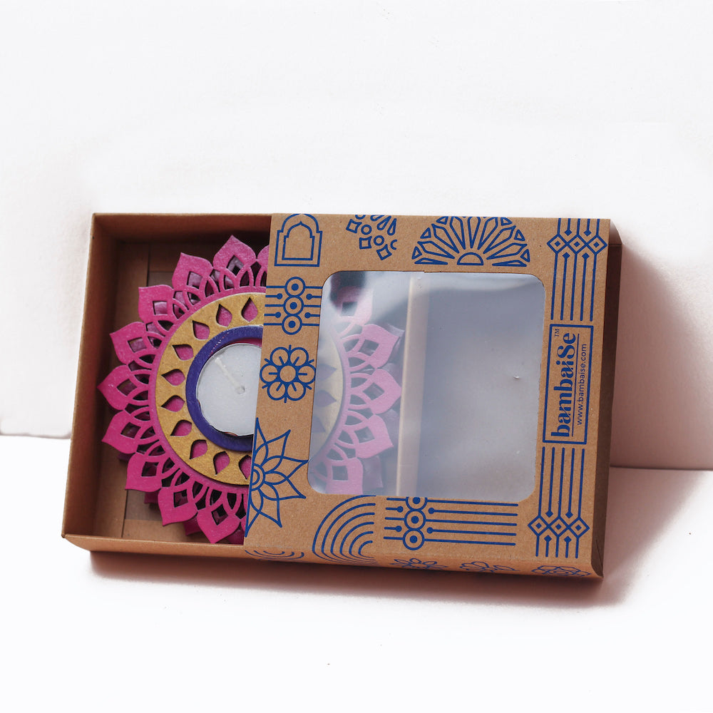 BambaiSe Regular T light Holder - Rani Pink